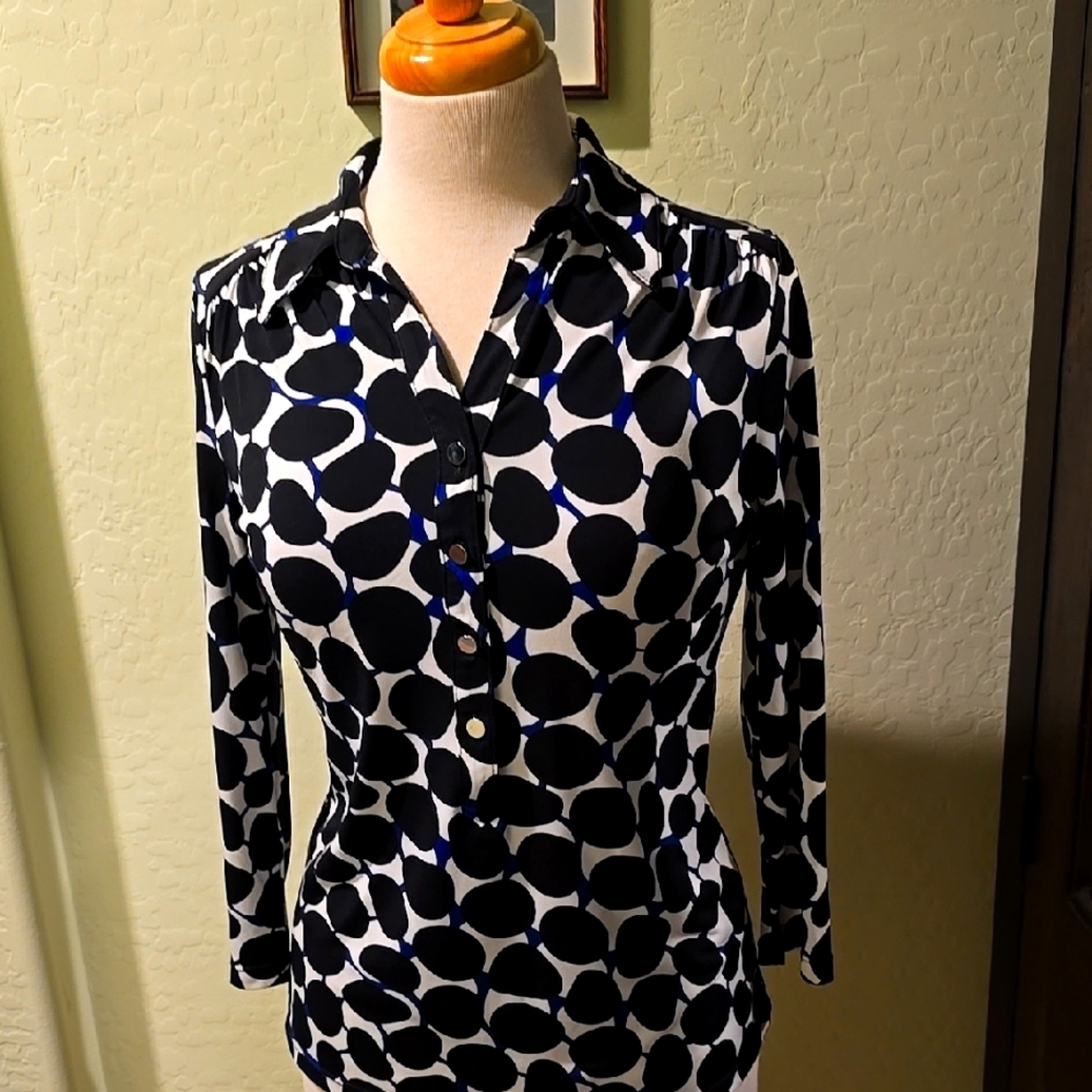 Alfani Fitted 3/4 Sleeve Button Down Shirt with Notched Collar